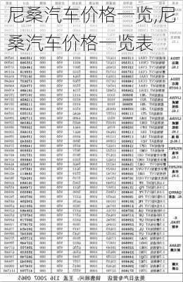 尼桑汽车价格一览,尼桑汽车价格一览表