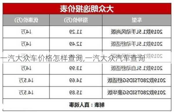 一汽大众车价格怎样查询,一汽大众汽车查询