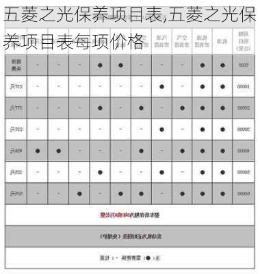 五菱之光保养项目表,五菱之光保养项目表每项价格