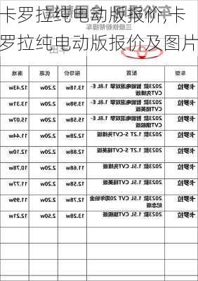 卡罗拉纯电动版报价,卡罗拉纯电动版报价及图片